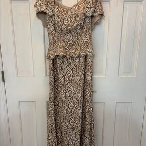 Lace and sequenced off the shoulder Dress